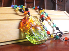 五色玛瑙琉璃项链-武圣关公