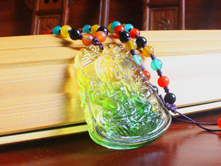 五色玛瑙琉璃项链-自在菩萨